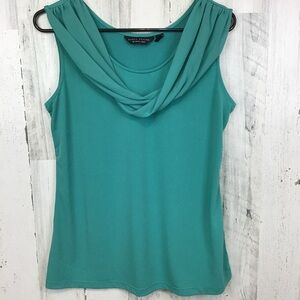 Susan Graver Everyday Liquid Knit Sleeveless Top With Two-Way Cowl Mint Teal S
